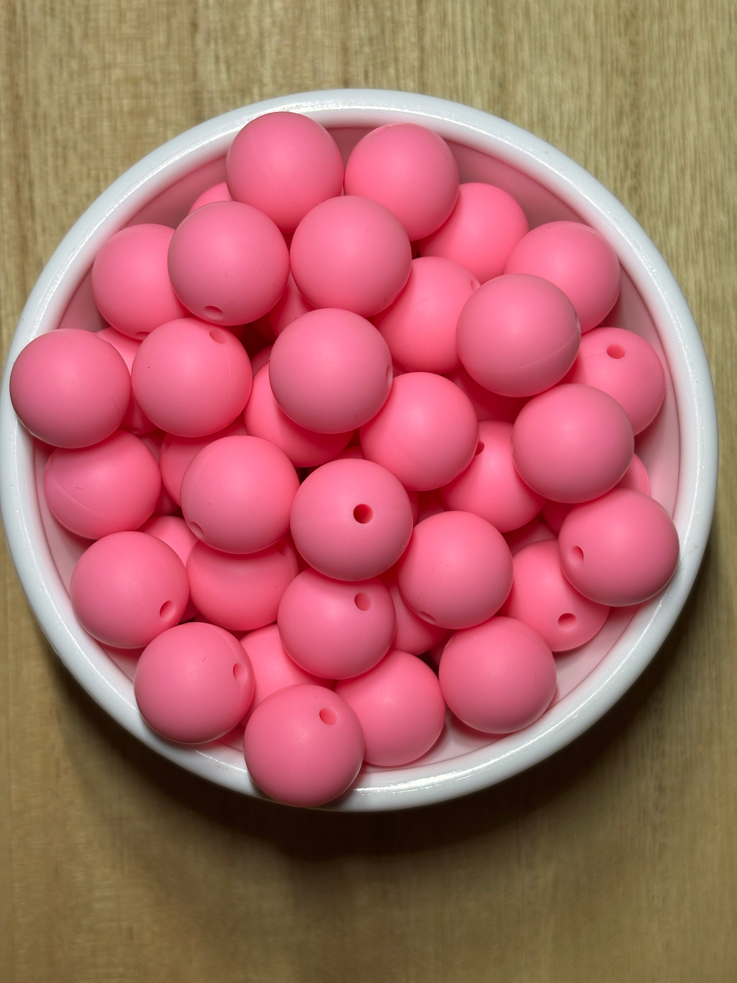 15mm Pink Silicone Bead
