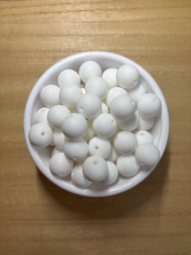 15mm White Silicone Bead