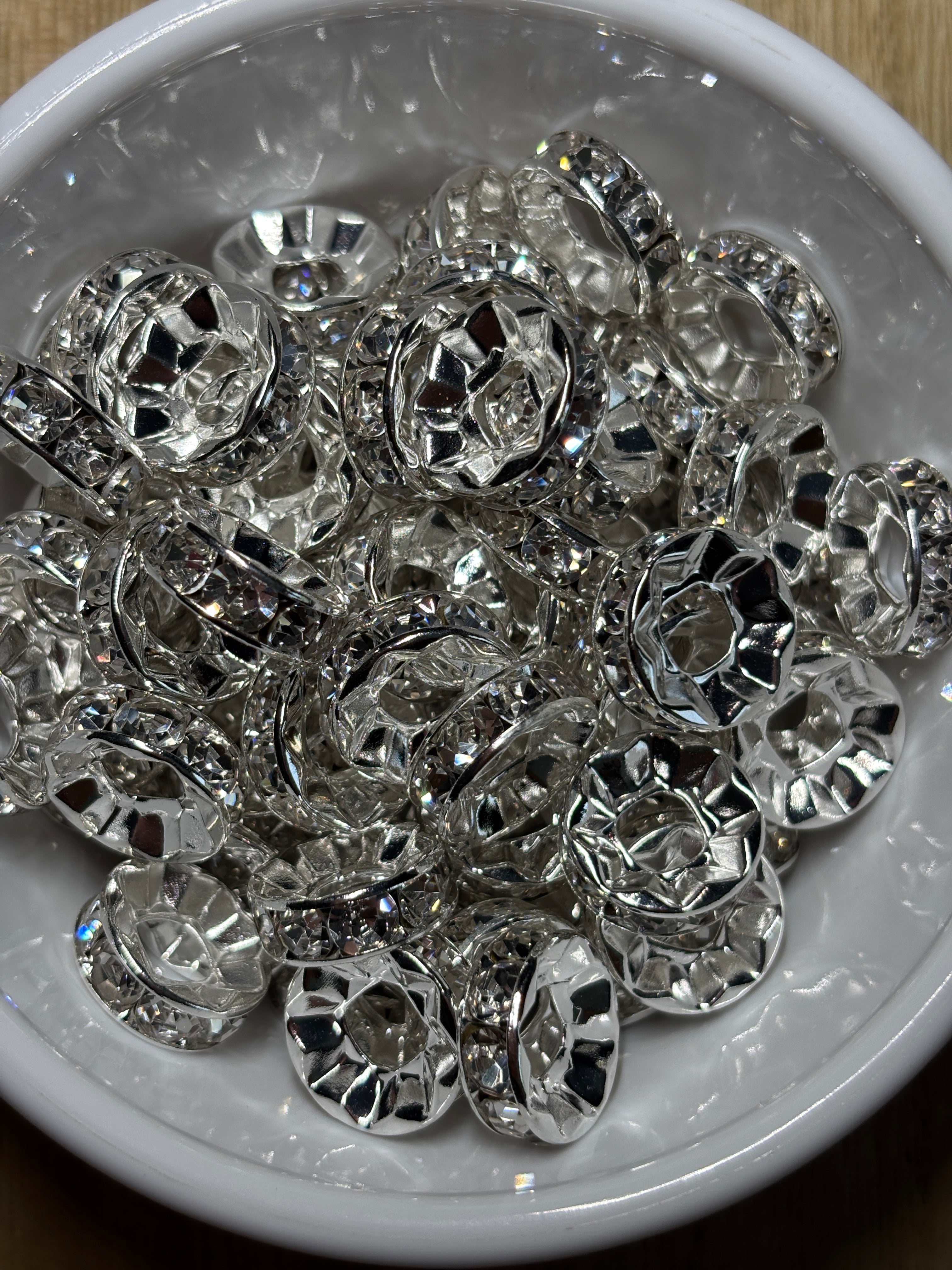 15mm Clear Rhinestone Spacers Flat Pack of 20
