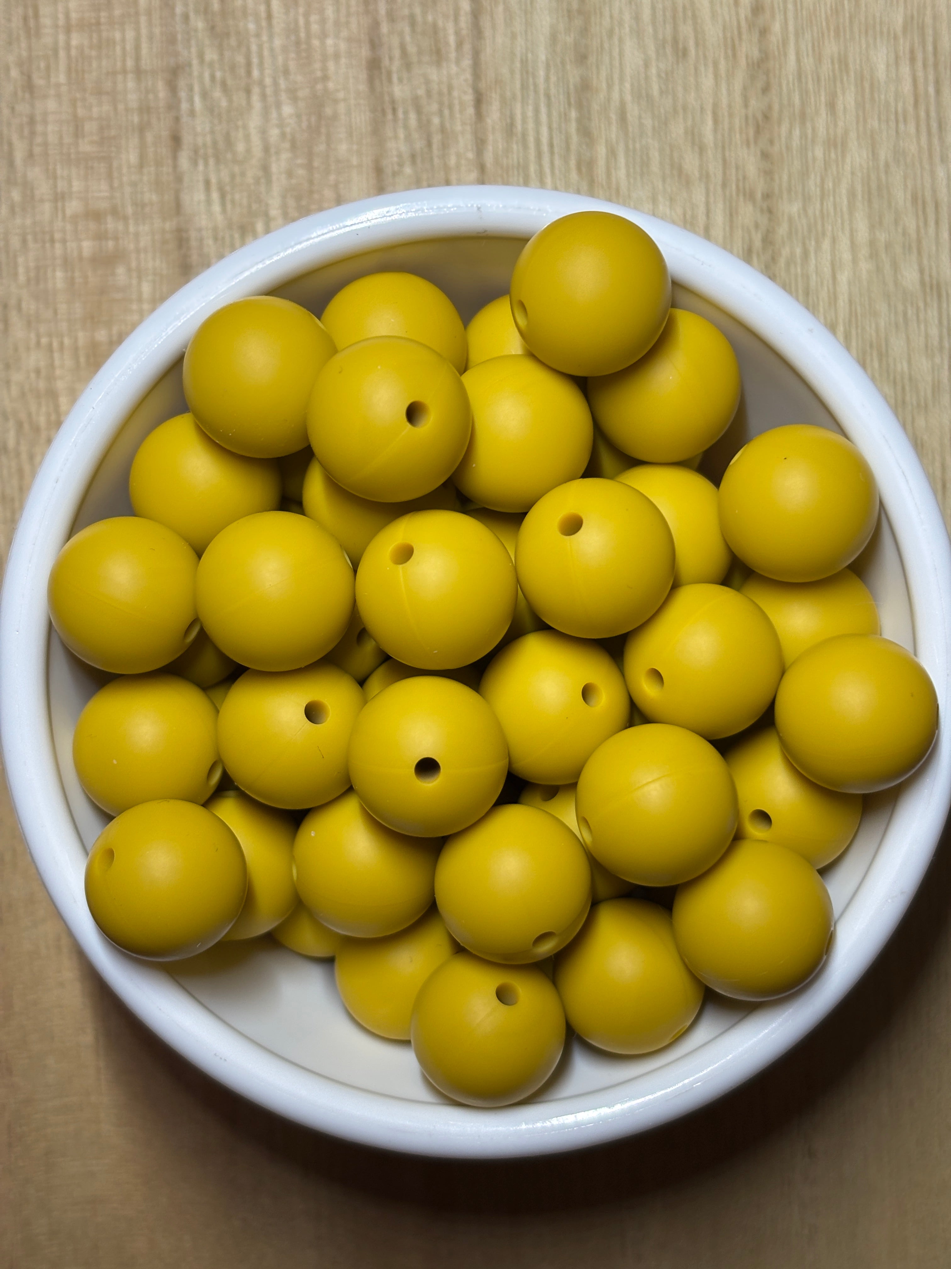 15mm Mustard Yellow Silicone Bead