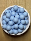 15mm Pastel Blue Silicone Bead
