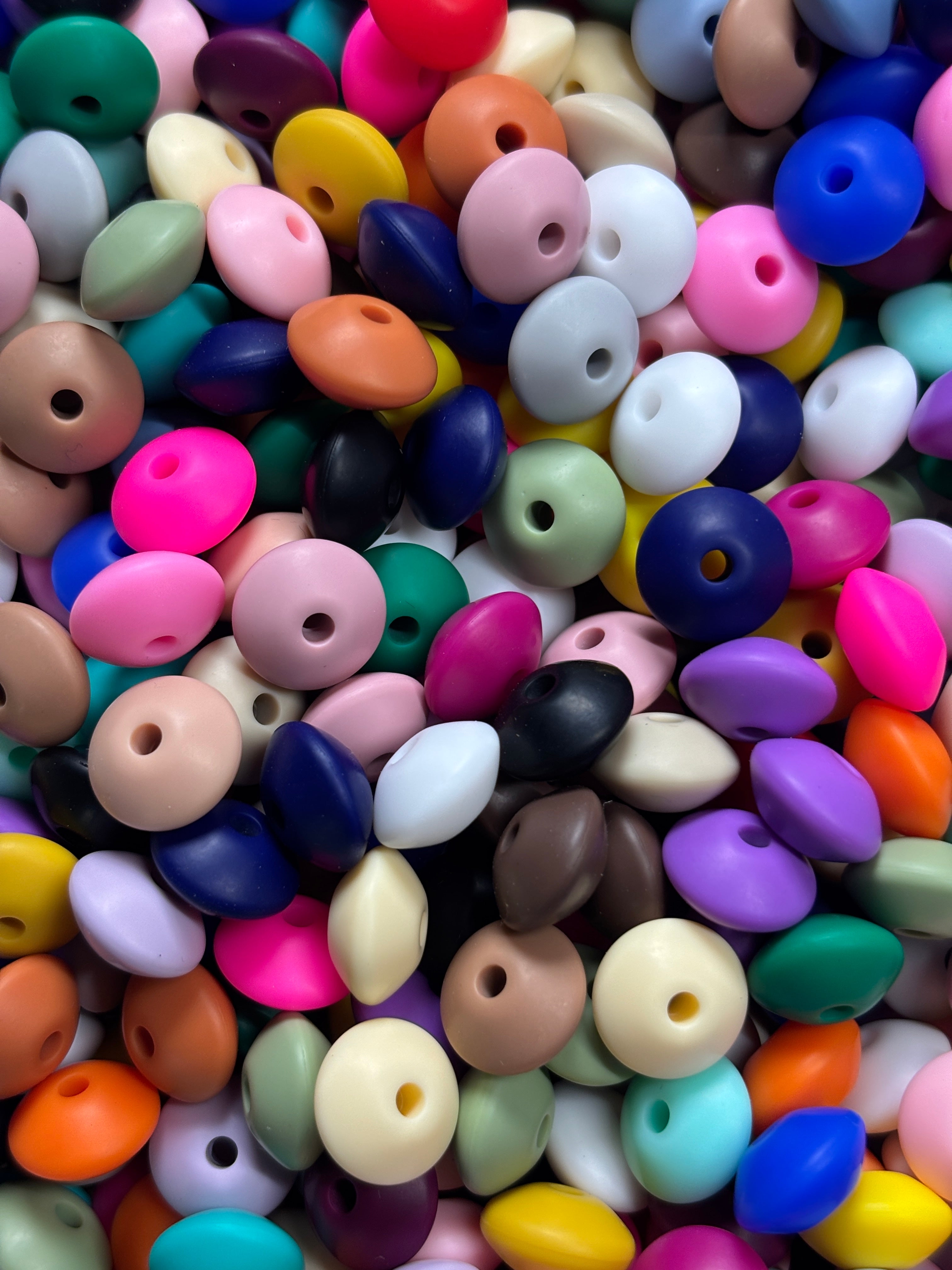 12mm Multi-Color Lentil Spacer Silicone Beads Pack of 50