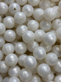 15mm Metallic White Silicone Bead