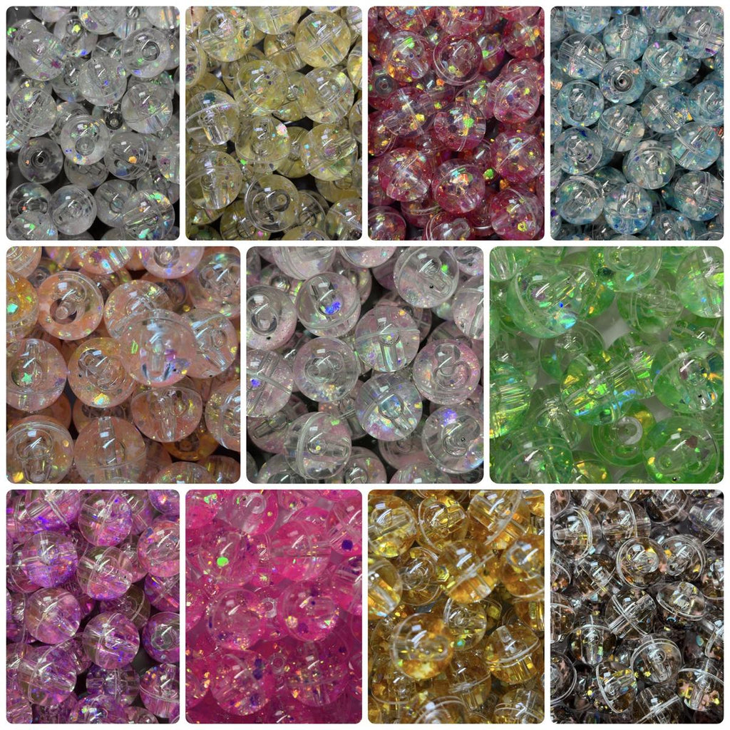 16mm Water Glitter Round Beads