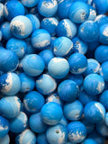 15mm Ocean Blue Waves Printed Silicone Bead