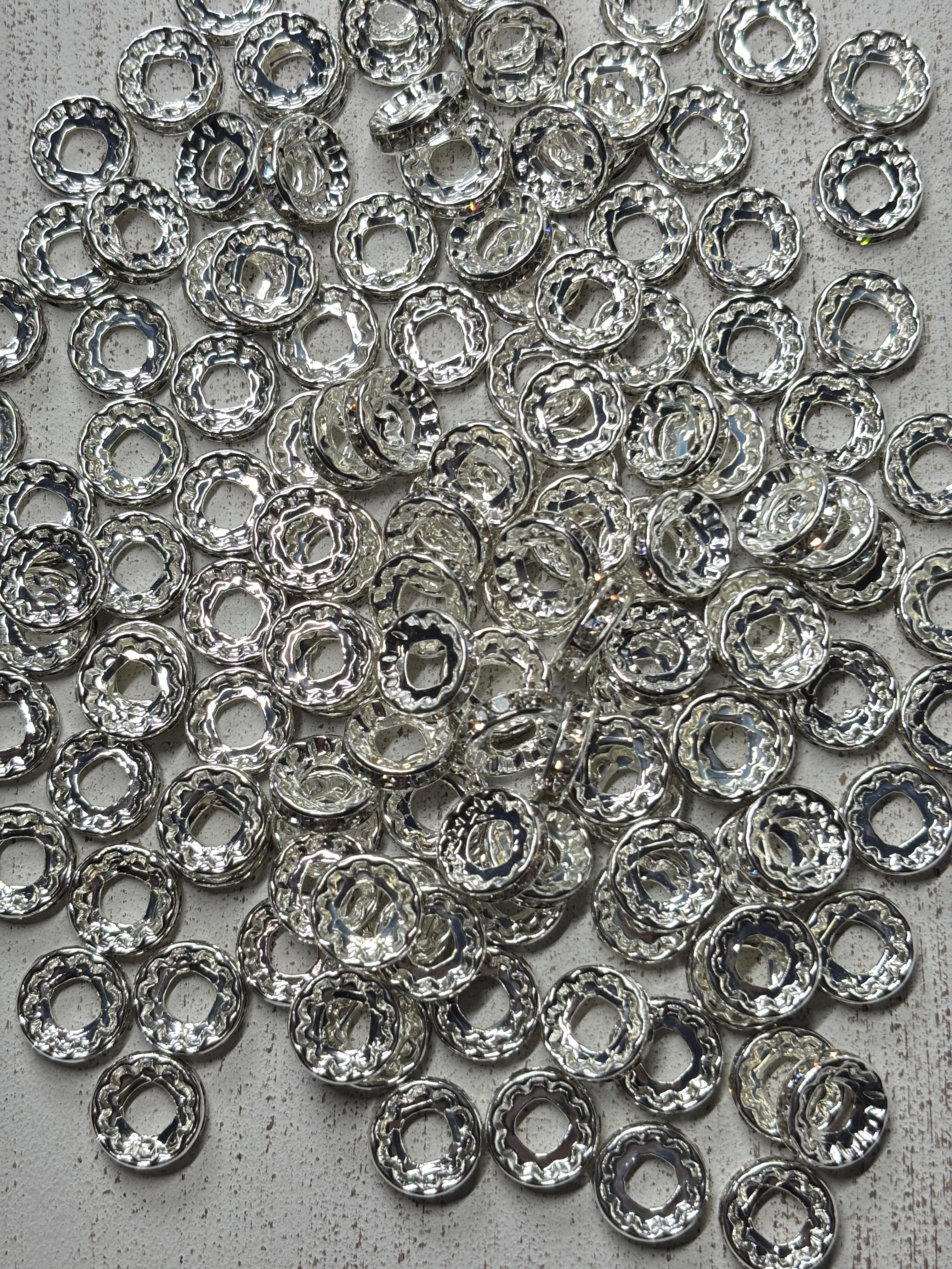 12mm Wide Hole Rhinestone Clear Spacer Pack of 30