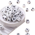 12mm White Silicone Letter Beads