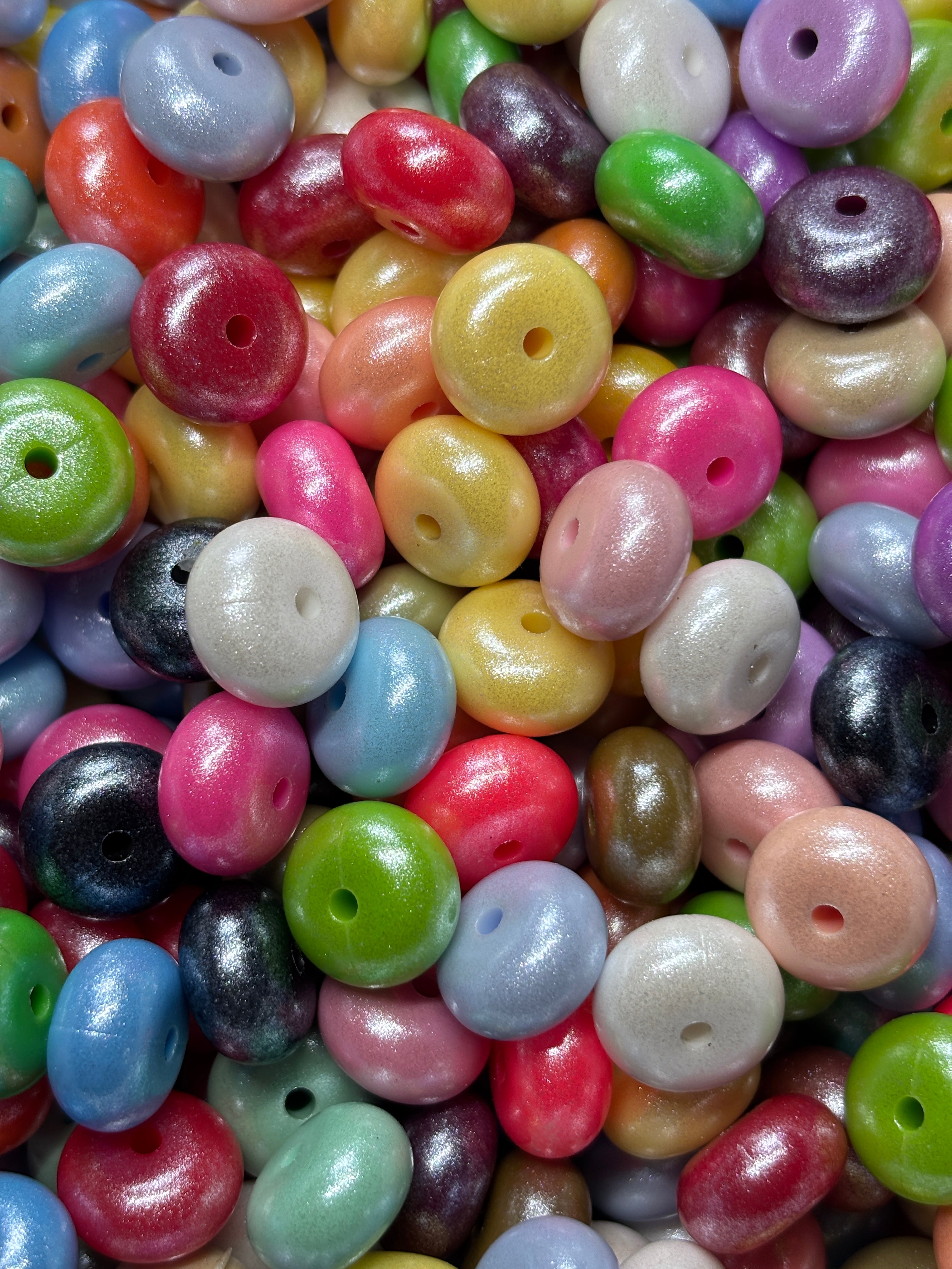 Opal Pearlescent Abacus Silicone Beads Pack of 30