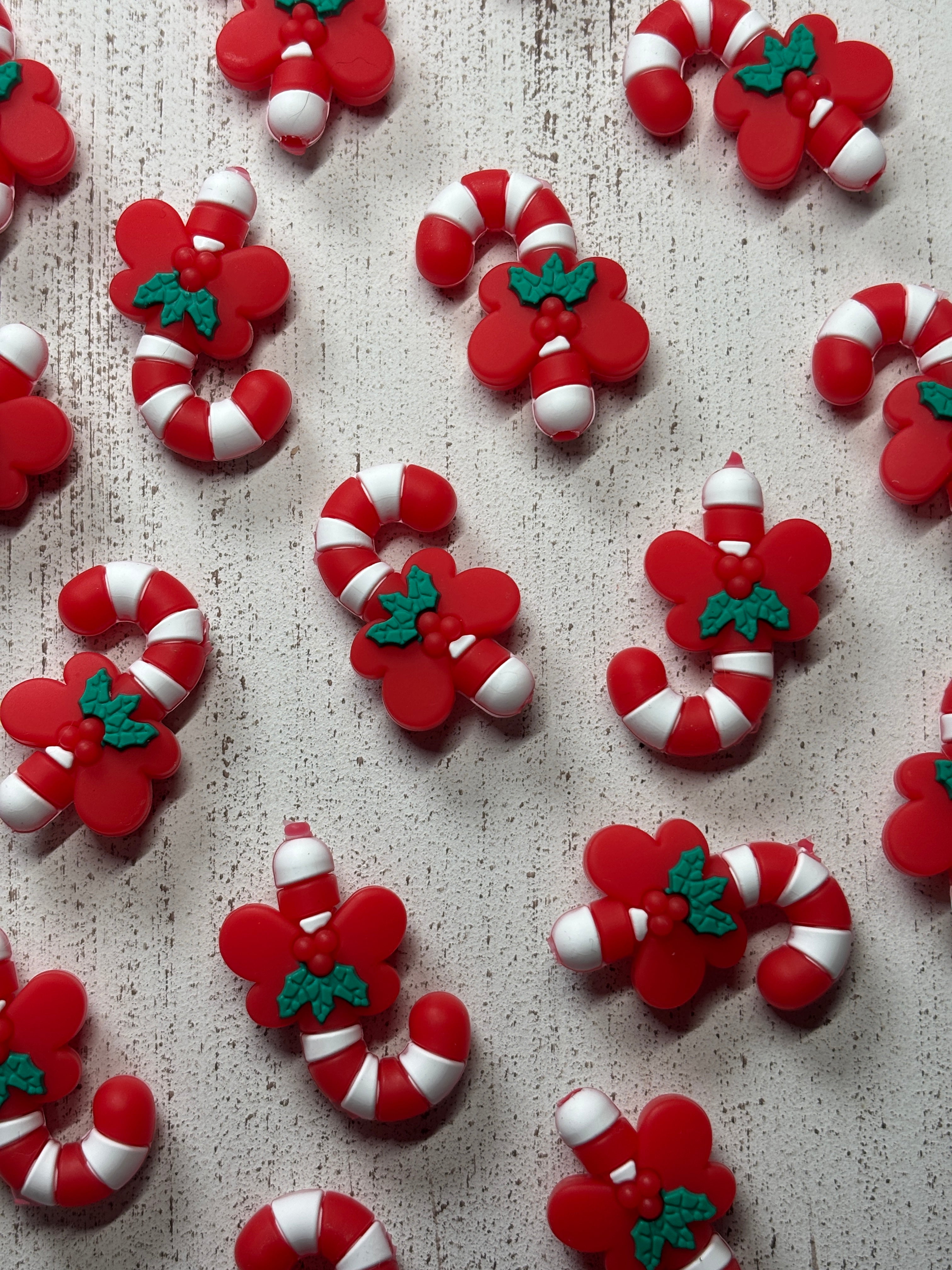 Candy Cane Silicone Focal Bead